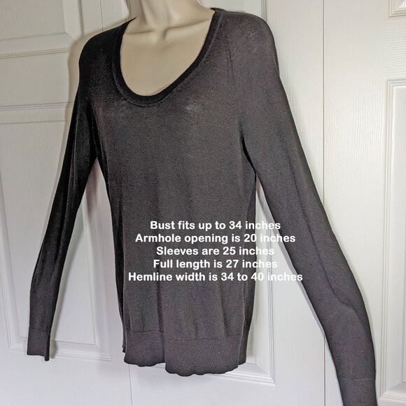 NWT Calvin Klein black pullover lightweight Sweater, Size S, Scoop neck, Sleeves - Picture 1 of 11